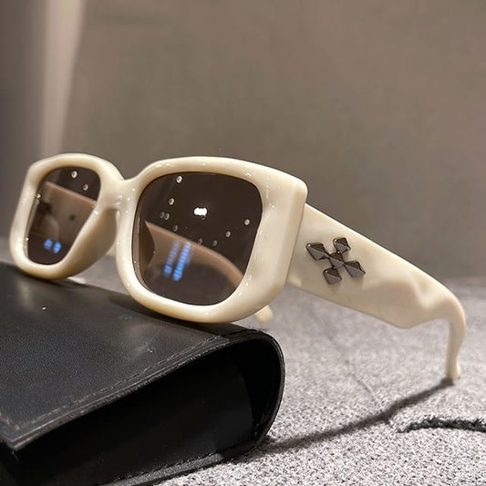 Cross Accent Square Frame Sunglasses