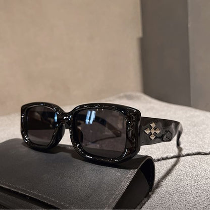 Cross Accent Square Frame Sunglasses