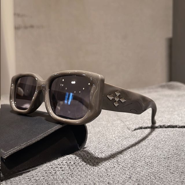 Cross Accent Square Frame Sunglasses