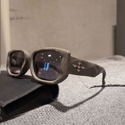 Cross Accent Square Frame Sunglasses