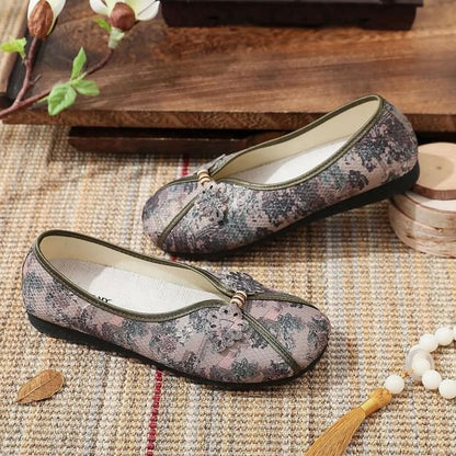 Floral Print Panel Flats