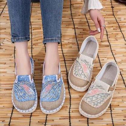 Platform Embroidered Panel Slip Ons