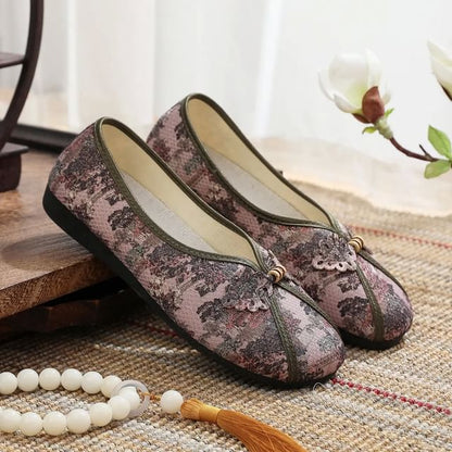 Floral Print Panel Flats