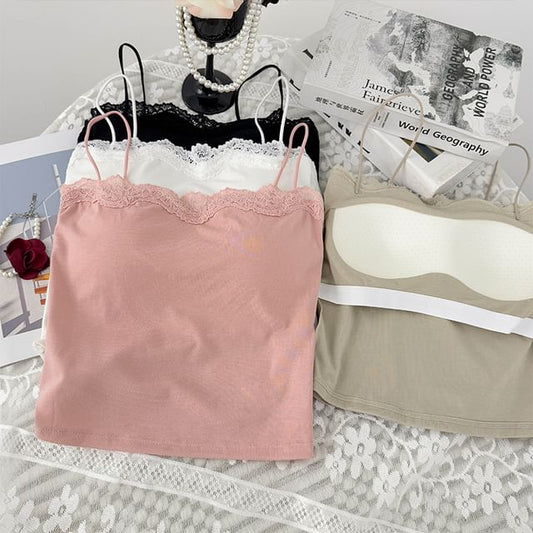 Padded Cami - Lace Trim Casual Style