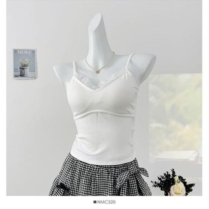 V-Neck Camisole - Lace Trim Padded 6 Colors
