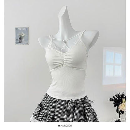 Padded Camisole - Lace Trim V-Neck 5 Colors