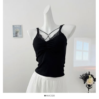 Padded Camisole - Lace Trim V-Neck 5 Colors