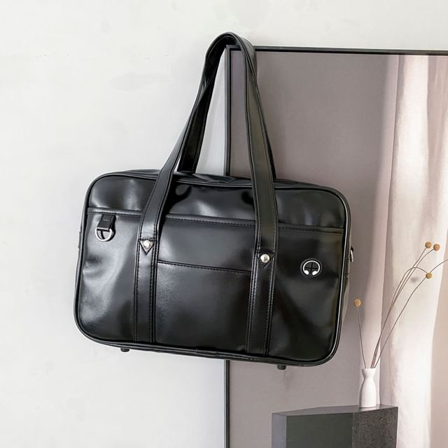 Faux Pocketed Tote Leather Bag