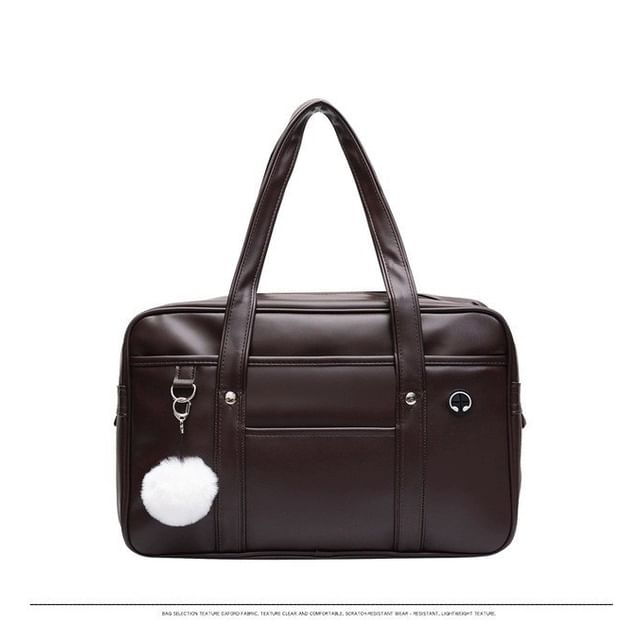 Faux Pocketed Tote Leather Bag
