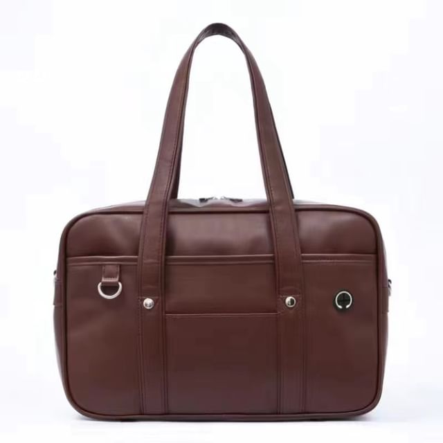 Faux Pocketed Tote Leather Bag