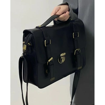 Plain Leather Faux Satchel Bag