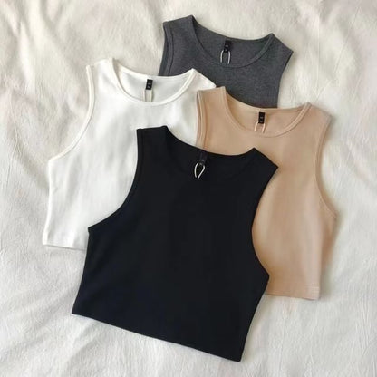 Crew Neck Plain Crop Tank Top