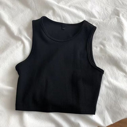 Crew Neck Plain Crop Tank Top
