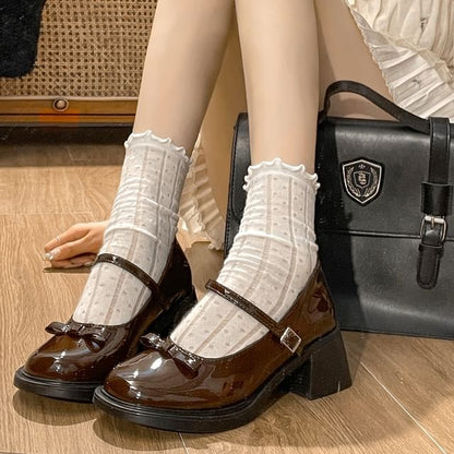 Chunky Heel Bow Mary Jane Pumps