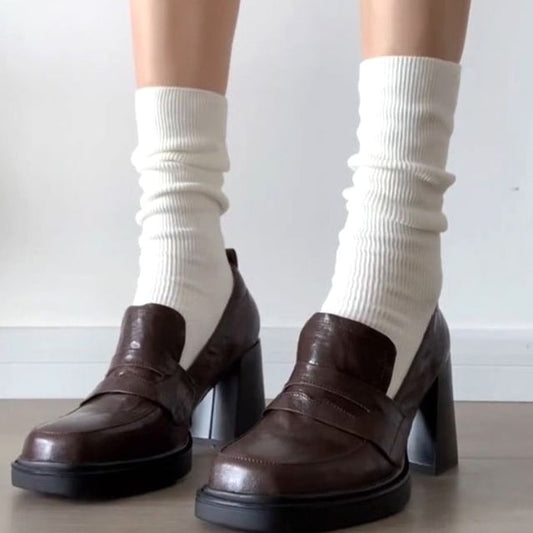 Chunky Heel Loafer Pumps