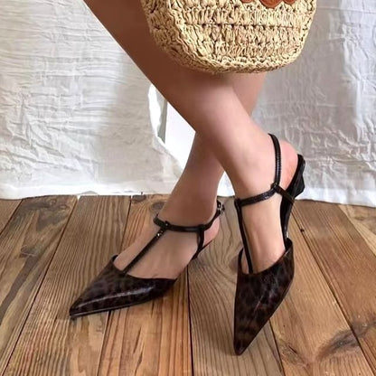 Pointed Toe Leopard Print Slingback Sandals