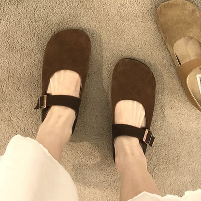 Plain Buckled Mary Jane Flats
