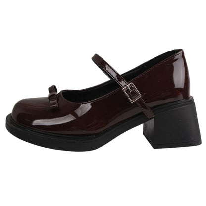 Chunky Heel Bow Mary Jane Pumps
