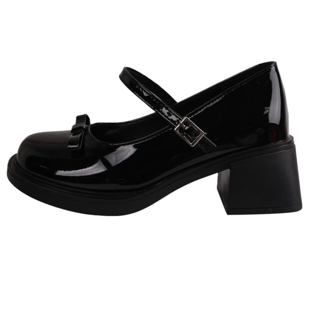 Chunky Heel Bow Mary Jane Pumps
