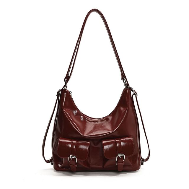 Multi-Pocket Faux Leather Backpack
