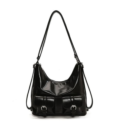 Multi-Pocket Faux Leather Backpack