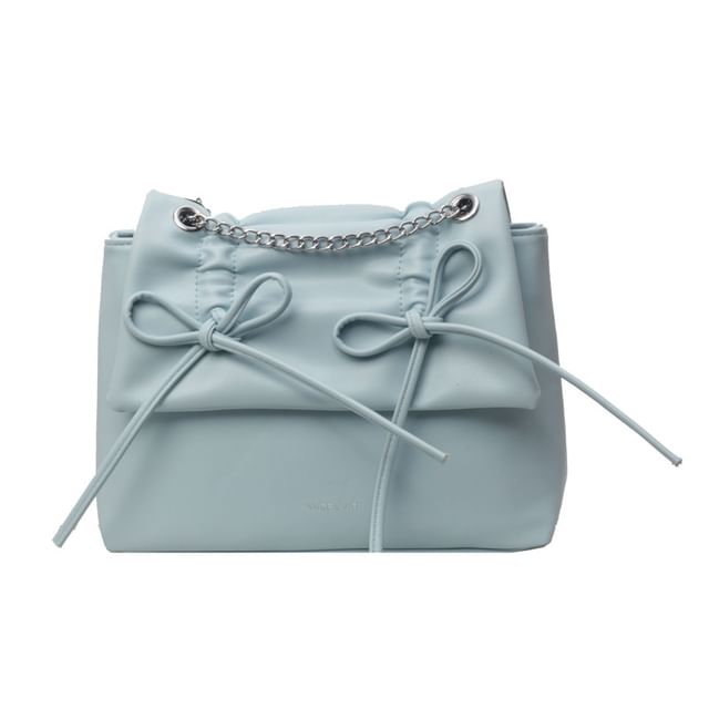 Chain Strap Bow Faux Leather Shoulder Bag