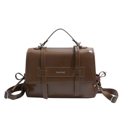 Lettering Faux Leather Backpack