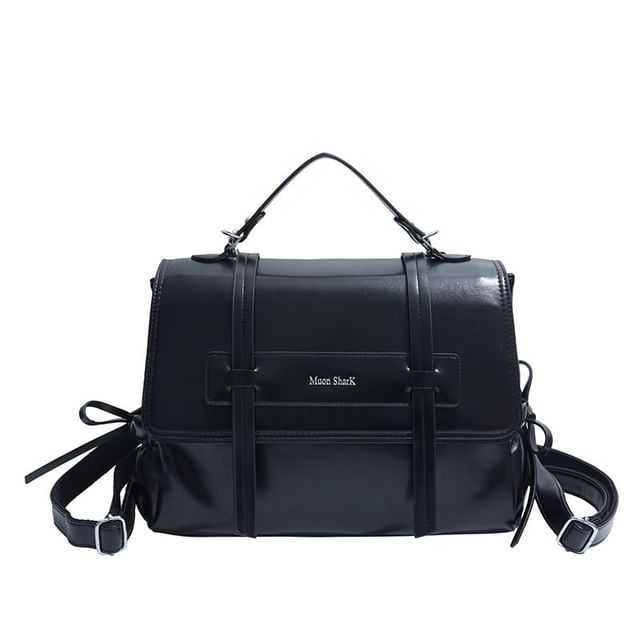 Lettering Faux Leather Backpack