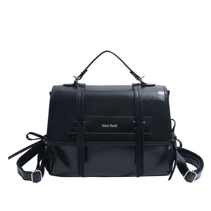 Lettering Faux Leather Backpack