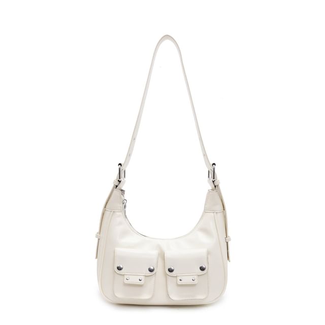 Multi-Pocket Faux Leather Shoulder Bag