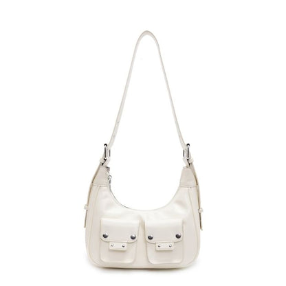 Multi-Pocket Faux Leather Shoulder Bag