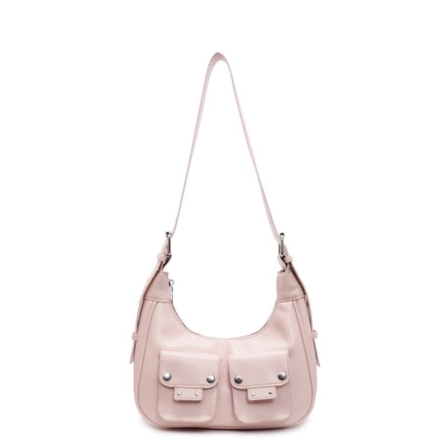 Multi-Pocket Faux Leather Shoulder Bag