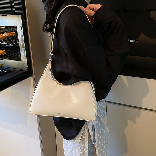 Lettering Faux Leather Tote Bag