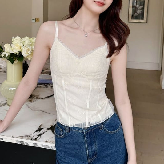 Padded Lace V-Neck Cami Top