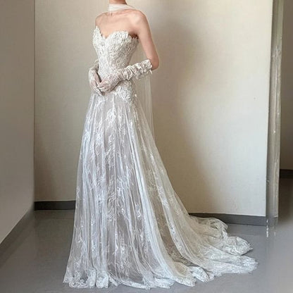 Lace Wedding Tube Plain A-Line Gown