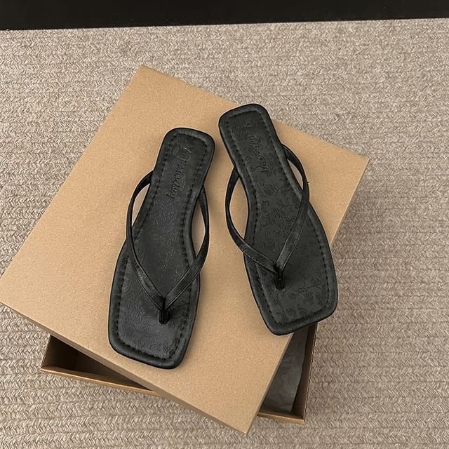 Square-Toe Thong Sandals