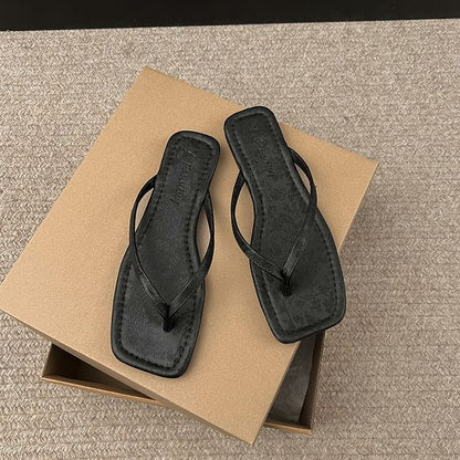 Square-Toe Thong Sandals