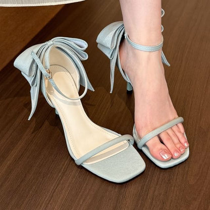 Ankle Strap Bow Stiletto Heel Pumps
