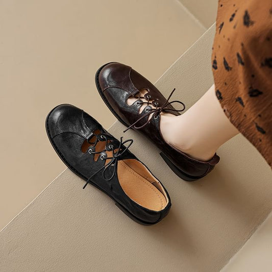 Lace-Up Cutout Faux Leather Oxford Shoes