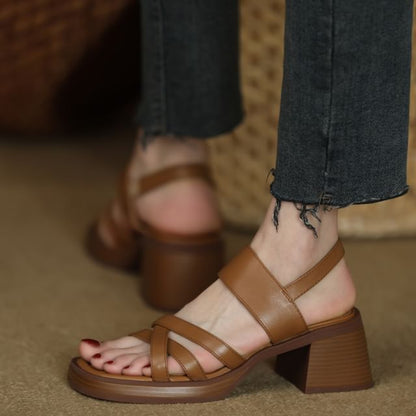 Strappy Chunky Heel Slingback Sandals