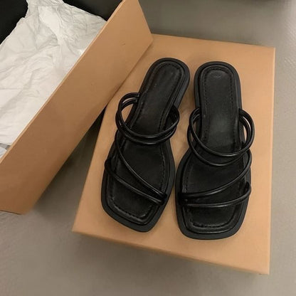 Strappy Flat Slide Sandals