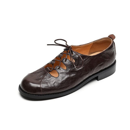 Lace-Up Cutout Faux Leather Oxford Shoes