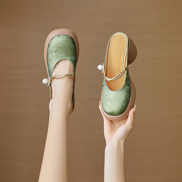 Floral Platform Chunky Heel Mary Jane Mules