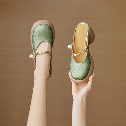 Floral Platform Chunky Heel Mary Jane Mules