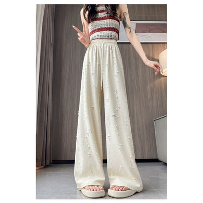 Drawstring Waist Distressed Wide Leg Pants (Various Designs)