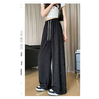Drawstring Waist Distressed Wide Leg Pants (Various Designs)