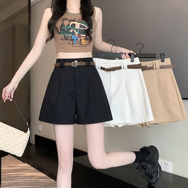 High Waist Plain Dress Shorts