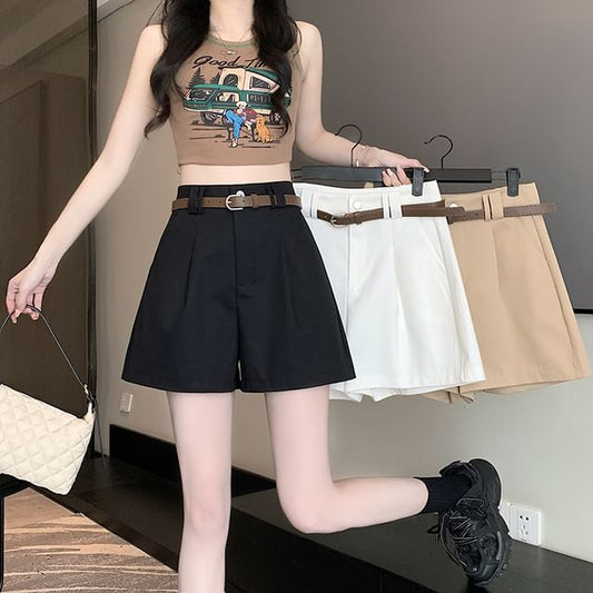 High Waist Plain Dress Shorts