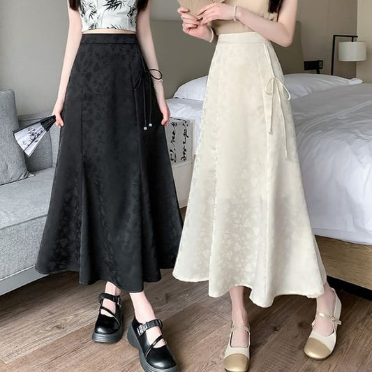 High Waist Floral Maxi A-Line Skirt