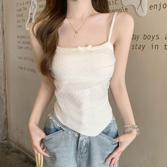 Dotted Panel Bow Slim Fit Cami Top